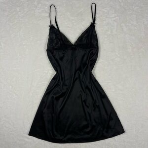 La SENZA Black Satin Chemise with Lace
